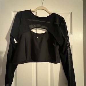 Old Navy Black Mesh Long Sleeve Crop Top